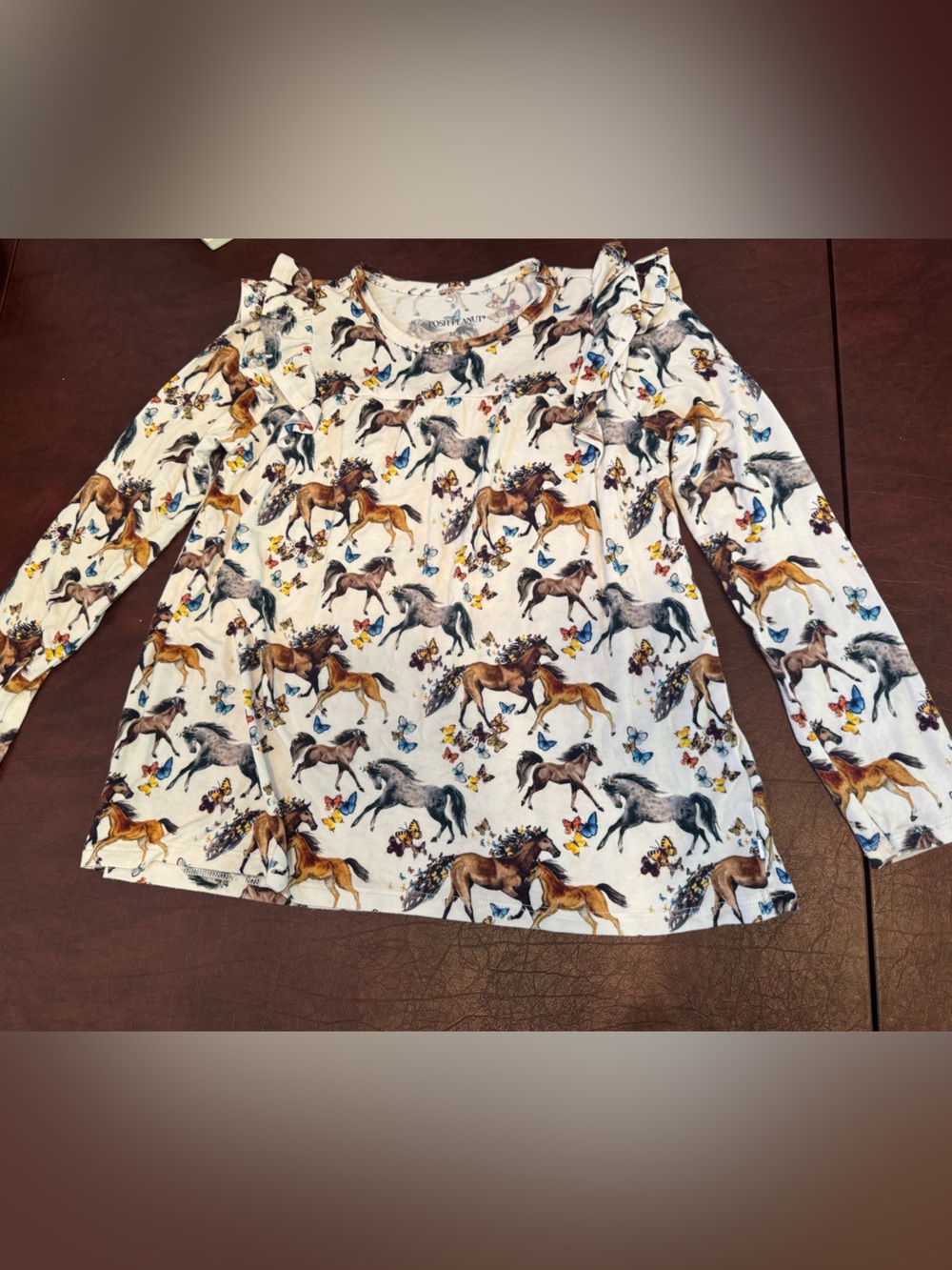 Posh Peanut Claire Horses Butterflies Long Sleeve Ruffle Twirl Dress 5/6T - Picture 2 of 12